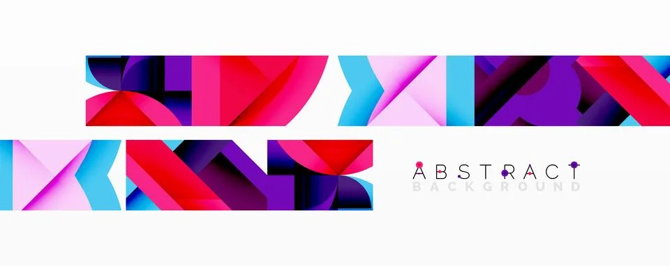 Vibrant geometric shapes create dynamic layers. Bold colorspink, purple, イラスト素材