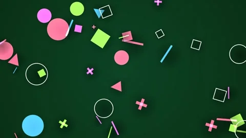 Vibrant geometric shapes float in a dark, abstract space Stock Footage 327338768