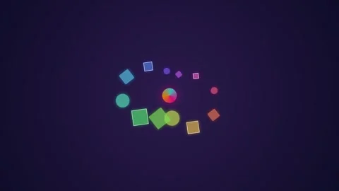 Vibrant geometric shapes floating in a cosmic gradient space 库存影片 335255928