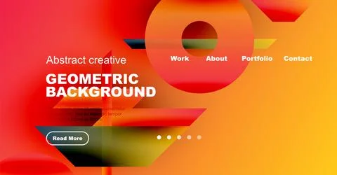 Vibrant geometric shapes overlap, creating dynamic red, orange background. イラスト素材