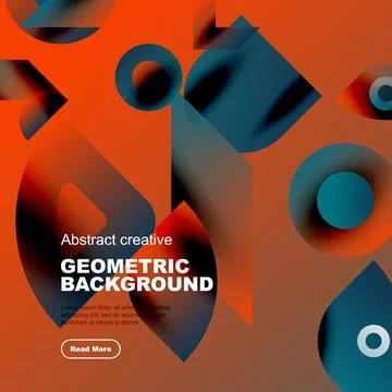 Vibrant geometric shapes overlap, creating dynamic abstract background. Orang Illustrazione stock