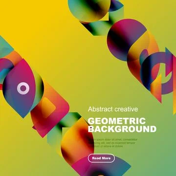 Vibrant geometric shapes overlap, creating colorful abstract background. Green Illustrazione stock