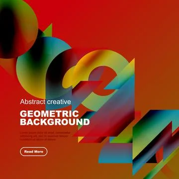 Vibrant geometric shapes overlap, creating dynamic abstract background. Red Illustrazione stock