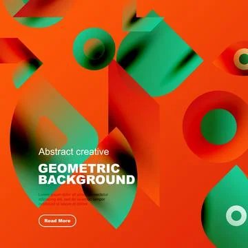 Vibrant geometric shapes overlap, creating dynamic abstract composition. Orange Illustrazione stock