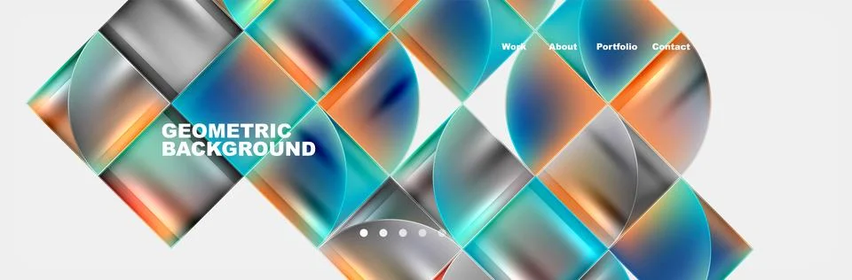 Vibrant geometric shapes on a white backdrop with azure and electric blue hues Stock-Illustration