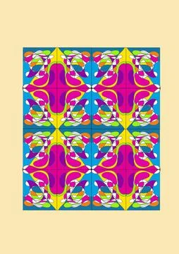 Vibrant Geometric Tile Pattern Abstract Illustration Stock-Illustration