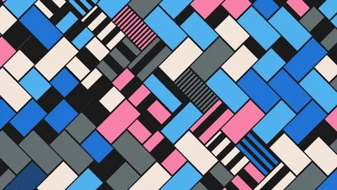 Vibrant geometric tile pattern composed of rectangles and squares. Stock Footage 288185306