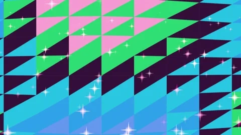 Vibrant Geometric Triangle Grid with Sparkling Stars Vídeo Stock 332787502