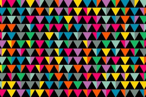 Vibrant geometric triangle pattern on black background イラスト素材