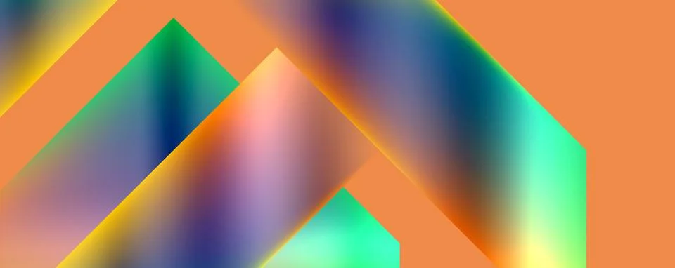 Vibrant geometric triangle pattern on orange background with bold colors Stock Illustration