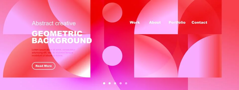 Vibrant geometric website header. Pink, red gradients create modern design... イラスト素材