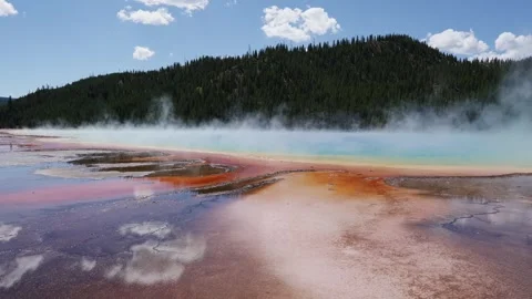 Vibrant Geothermal Pools Yellowstone Park, August 27, 2023 Stock Footage 276324853