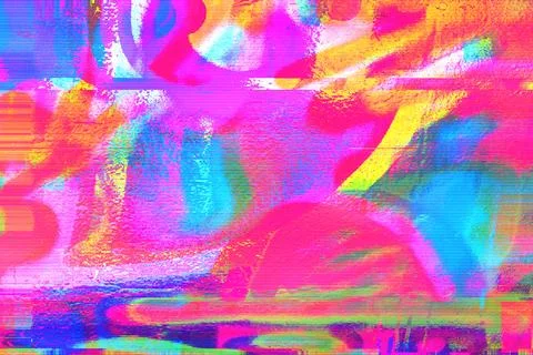 Vibrant Glitch Art Pattern in Neon Pink, Blue, Yellow with 90s, Y2K Vibes Stockillustratie