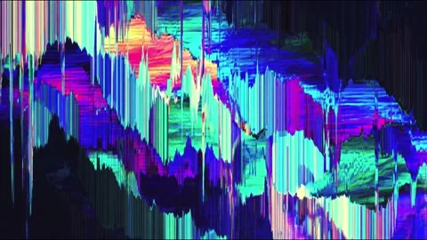 Vibrant glitch art patterns evolving into dynamic neon waves Stock Footage 314666408