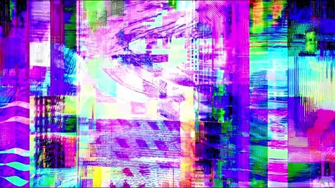 Vibrant glitch art sequence with abstract digital distortion and movement Stock Footage 317950523