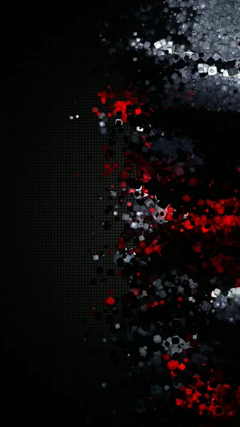 Vibrant glossy cubes drifting sideways over a deep dark textured field Stock Footage 322721597
