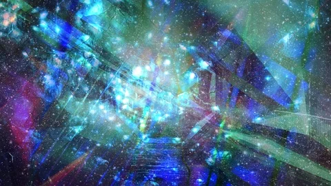 Vibrant Glowing Blobs Falling Slowly in Outer Space with Rising Dust Stock Footage 113182236