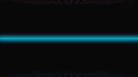 A vibrant glowing blue horizontal light beam against a deep black background 库存影片 335149811