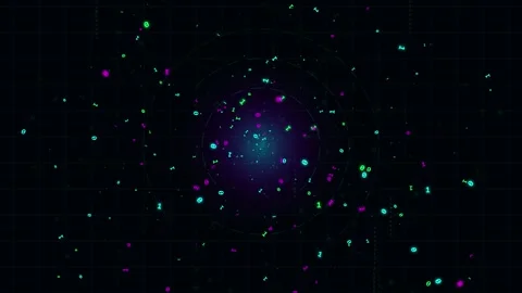 Vibrant glowing bokeh light particles falling animation on black screen Stock Footage 344517395