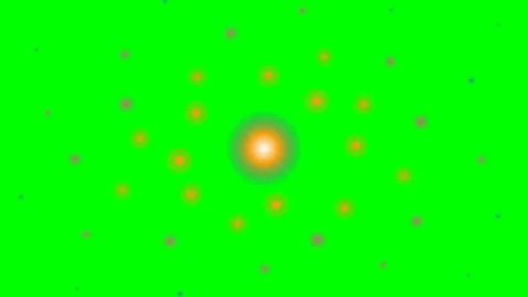 A vibrant glowing central sun surrounded by many smaller floating particles Stock Footage 340903505
