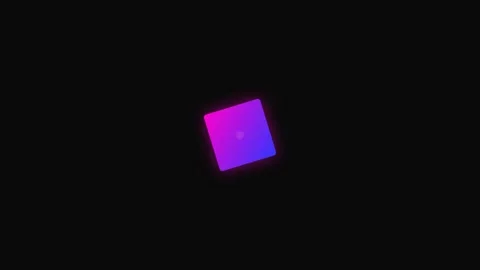 A vibrant glowing cube floating against a deep black background atmosphere 库存影片 335149723