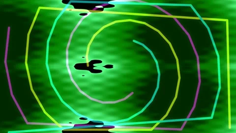 Vibrant glowing geometric spirals and neon energy waves on dark tech backgrou Stock Footage 339790689