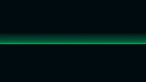 A vibrant glowing green horizontal laser beam line on a solid black backgroun Stock Footage 335146033