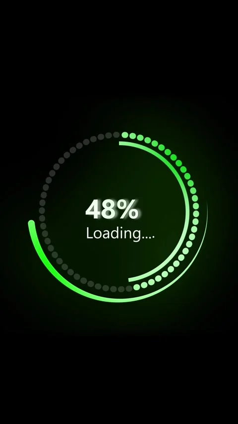 Vibrant glowing neon circular loading bar animation with digital interface .. Stock Footage 341613484