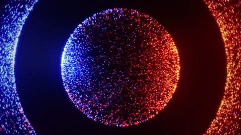 Vibrant glowing neon particle 3d sphere in the space. Fire and ice Stock Footage 304161087