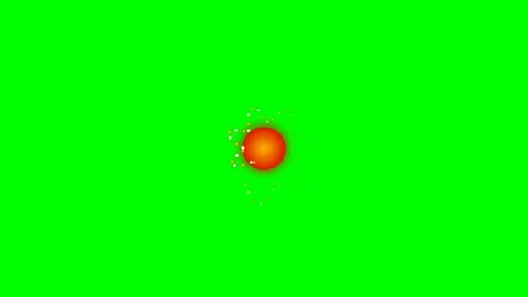 A vibrant glowing orange sphere emitting sparkling particles on green screen Stock Footage 340903083