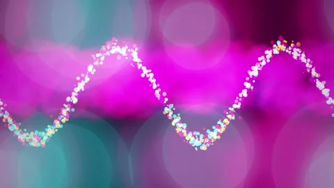 Vibrant glowing particles flow in a wavy line seamless loop Stock Footage 342949371