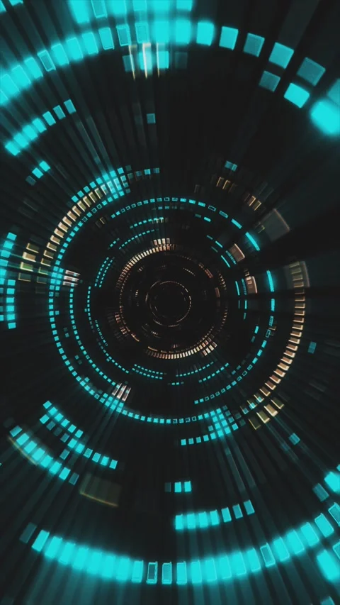 Vibrant glowing patterns swirl in a circular motion Video stock 315778914