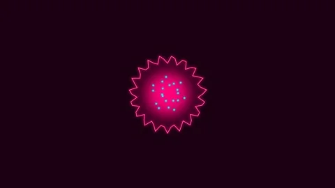 A vibrant glowing pink star shape with blue dots on a dark background Stock Footage 335145875