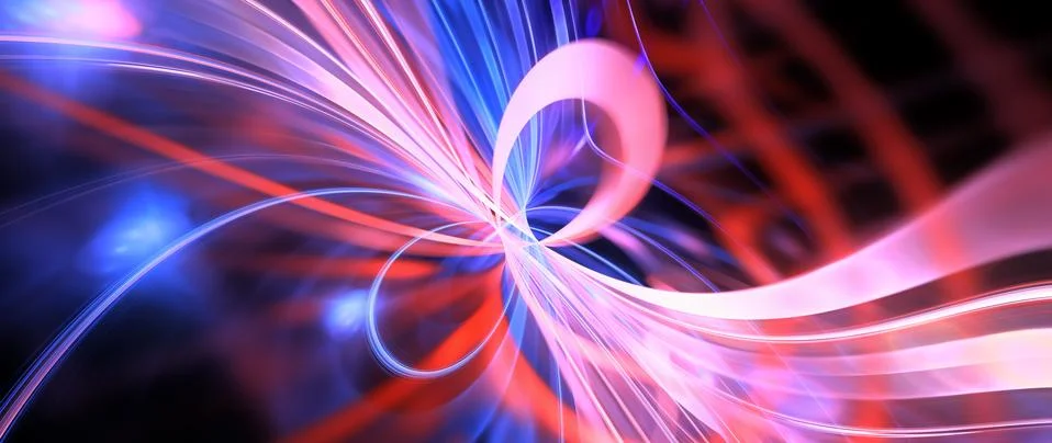 Vibrant glowing quantum mechanics widescreen background Stock Illustration