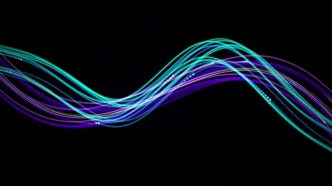 Vibrant glowing wave lines flow continuously in a seamless loop Stock Footage 343115432