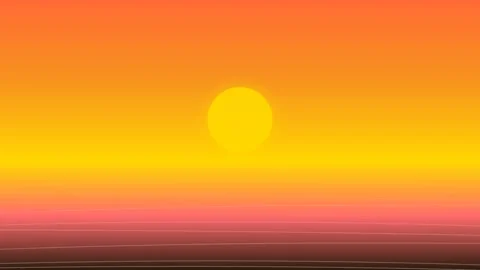 Vibrant golden hour sunset gradient sky over peaceful tranquil ocean horizon Stock Footage 343659880