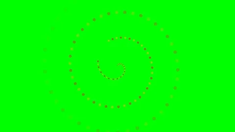 A vibrant golden spiral of dots rotating against a bright green background Video stock 340266685