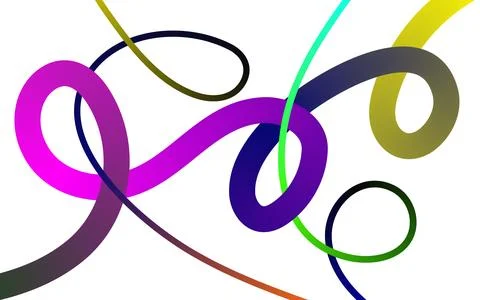 Vibrant gradient abstract lines forming loops and curves on white backgroun.. Ilustración de archivo