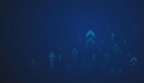A vibrant gradient and varied arrow styles highlight increasing momentum, i.. Stock-Illustration