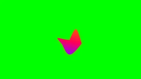 A vibrant gradient arrow shape centered on a bright chroma green background Vídeos de archivo 341822463