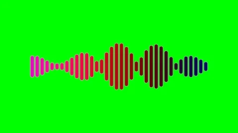 Vibrant gradient audio waveform visualization on a chroma key green backgroun Stock Footage 340264873