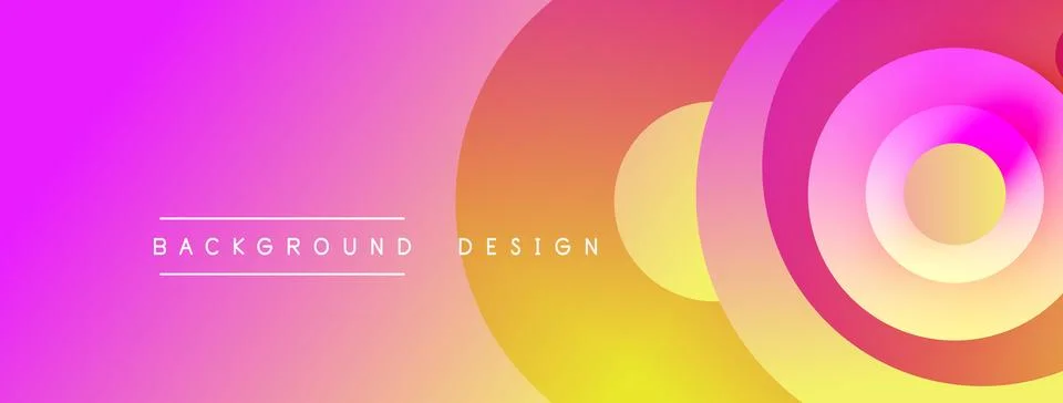 Vibrant gradient background features overlapping circles. Pink, orange, yello Stockillustratie