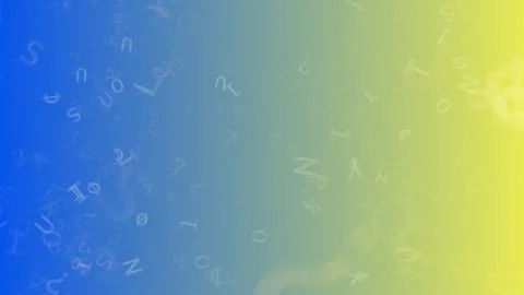 Vibrant gradient background with floating letters and symbols Stock Illustration