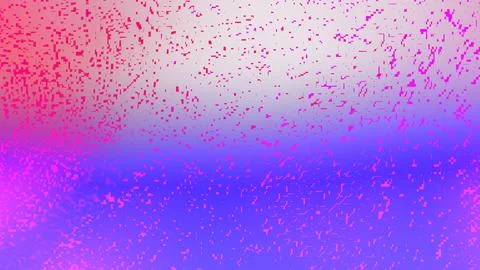 Vibrant gradient background with scattered pink and purple pixel art effects, Stock Illustration
