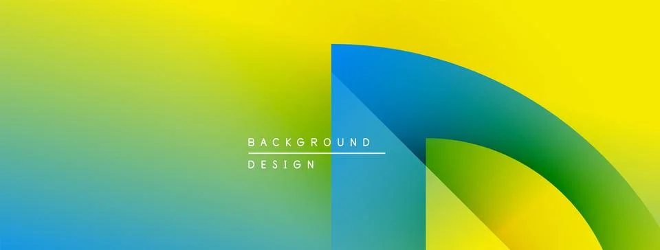 Vibrant gradient blends yellow, green, blue. Modern design features curved shape Stock Illustration