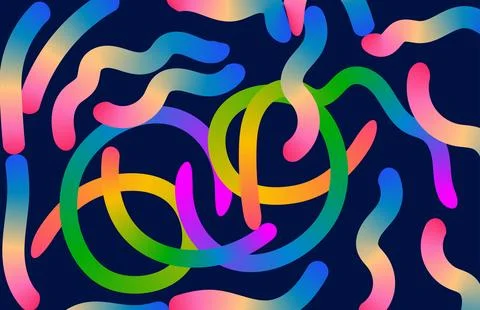 Vibrant Gradient Curved Stripes Abstract Background With Colorful Neon Past.. Stock Illustration