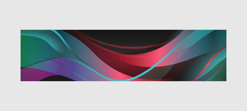 Vibrant gradient dynamic abstract horizontal banner design Illustrazione stock