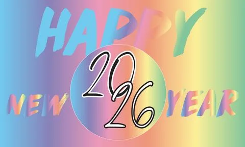Vibrant Gradient Happy New Year 2026 Background with Bright Brushstroke Typ.. 스톡 일러스트