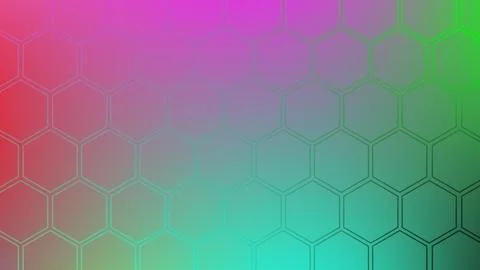 Vibrant gradient hexagonal pattern overlayed on a soft pink to green color .. 스톡 일러스트