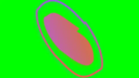 A vibrant gradient oval shape hand drawn outline on a bright green screen Stock Footage 340902583